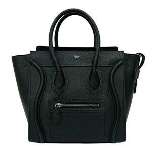 CELINE Luggage Micro Leather Handbag Tote Bag, Black, 26657